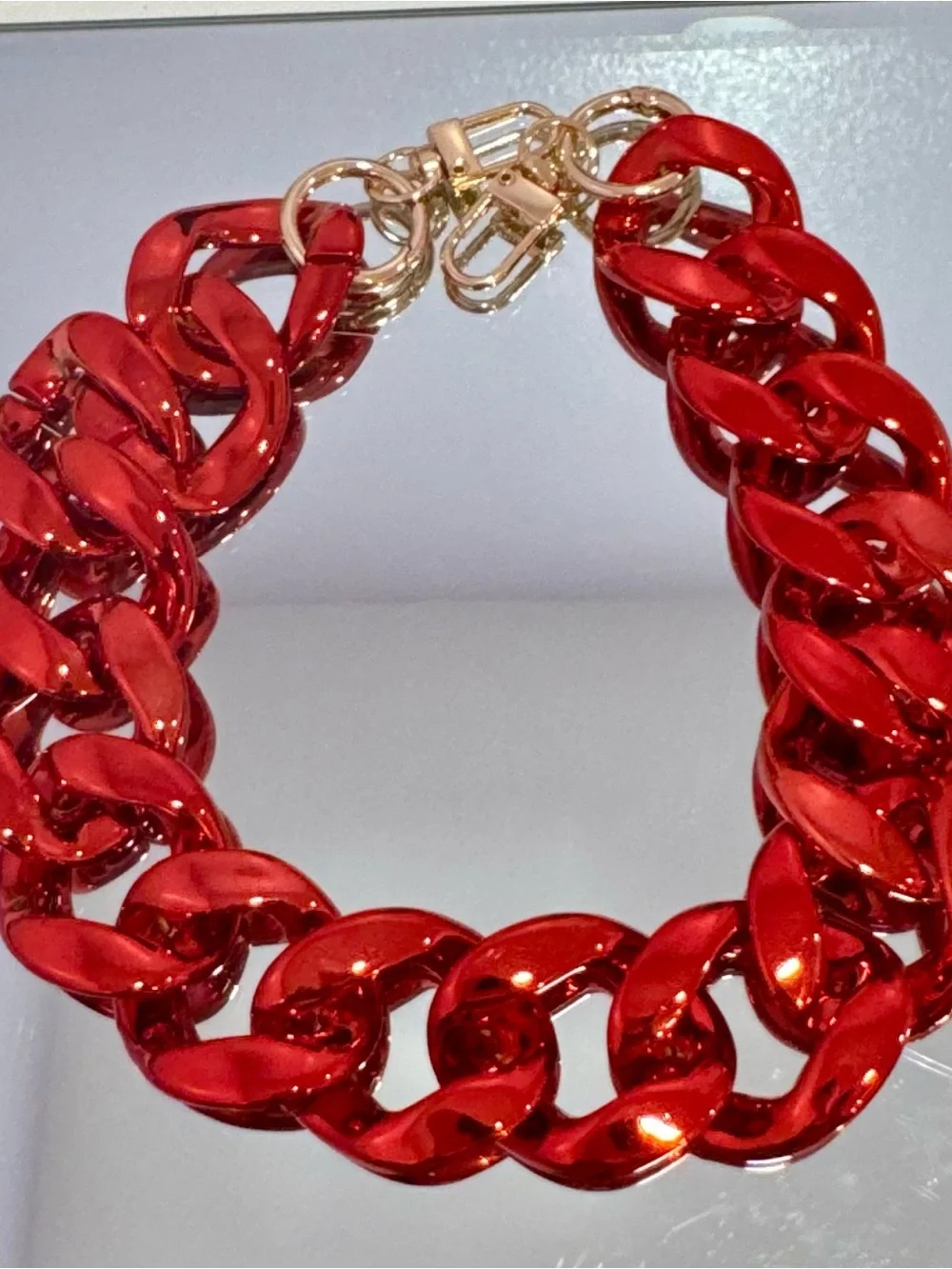 New Stylish Metallic Red Chunky Bag Chain 18 inches